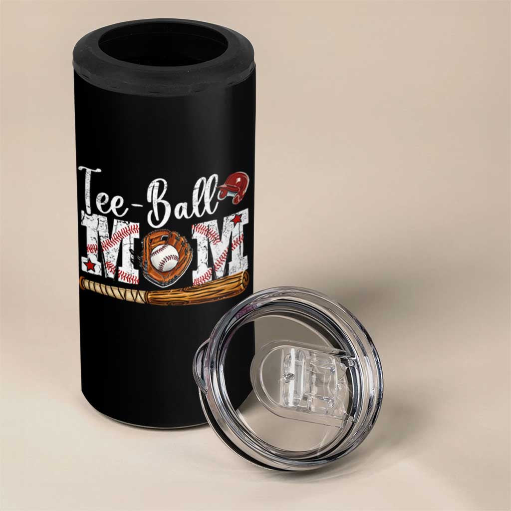 Baseball Mom 4 in 1 Can Cooler Tumbler Tee Ball Mama Funny Mother's Day
