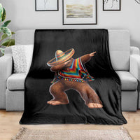 Mexican Bigfoot Dabbing Cinco de Mayo Funny Fiesta Throw Blanket