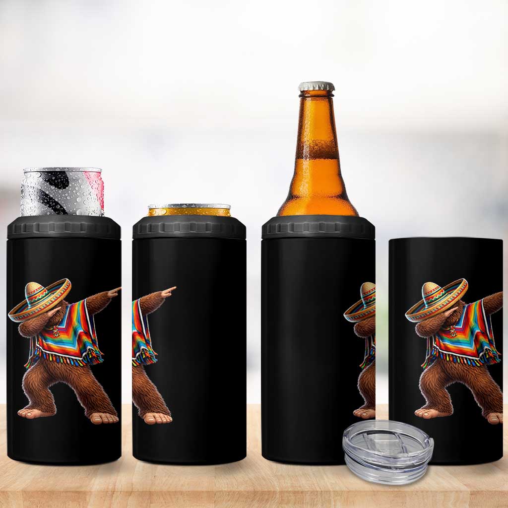 Mexican Bigfoot Dabbing Cinco de Mayo Funny Fiesta 4 in 1 Can Cooler Tumbler