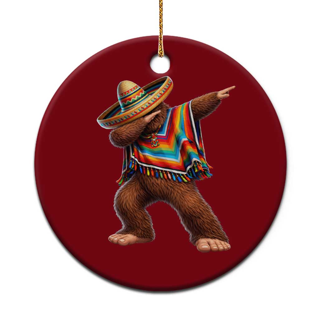 Mexican Bigfoot Dabbing Cinco de Mayo Funny Fiesta Ceramic Ornament