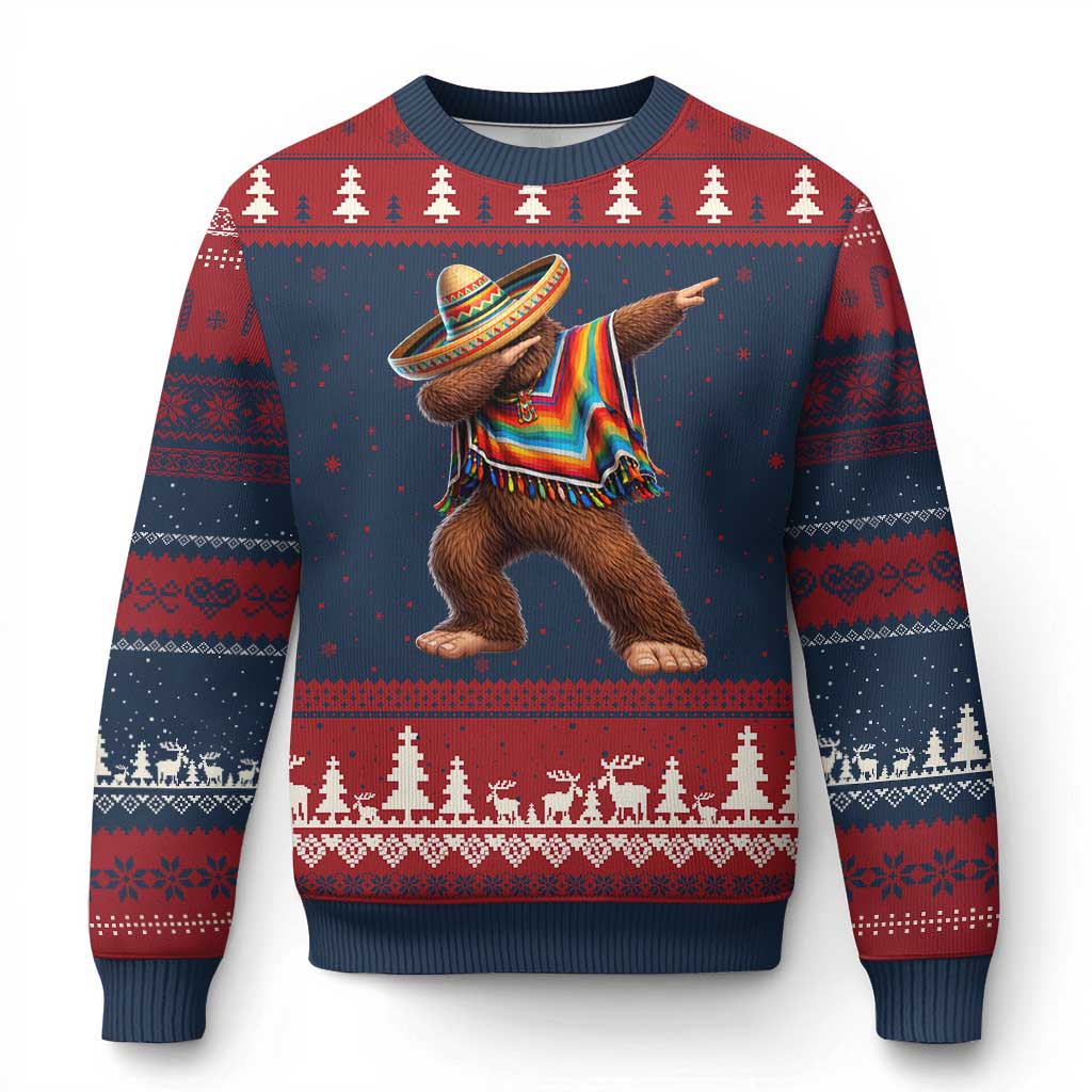 Mexican Bigfoot Dabbing Cinco de Mayo Funny Fiesta Ugly Christmas Sweater