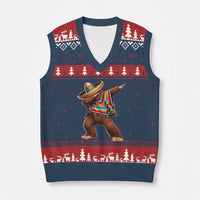 Mexican Bigfoot Dabbing Cinco de Mayo Funny Fiesta V-Neck Knit Sweater Vest