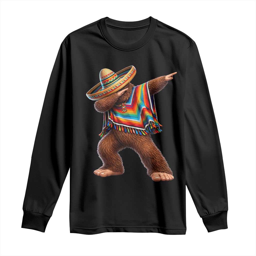 Mexican Bigfoot Dabbing Cinco de Mayo Funny Fiesta Long Sleeve Shirt