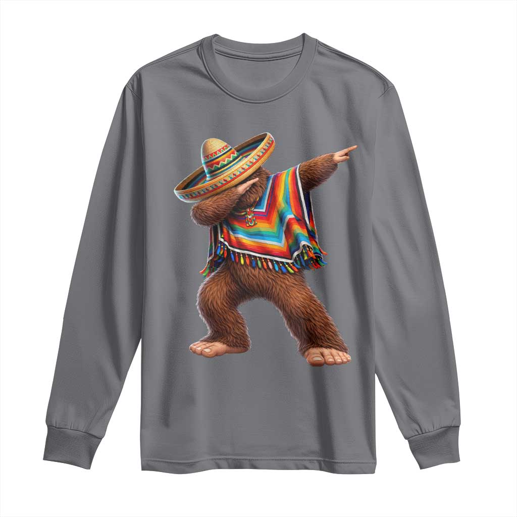 Mexican Bigfoot Dabbing Cinco de Mayo Funny Fiesta Long Sleeve Shirt