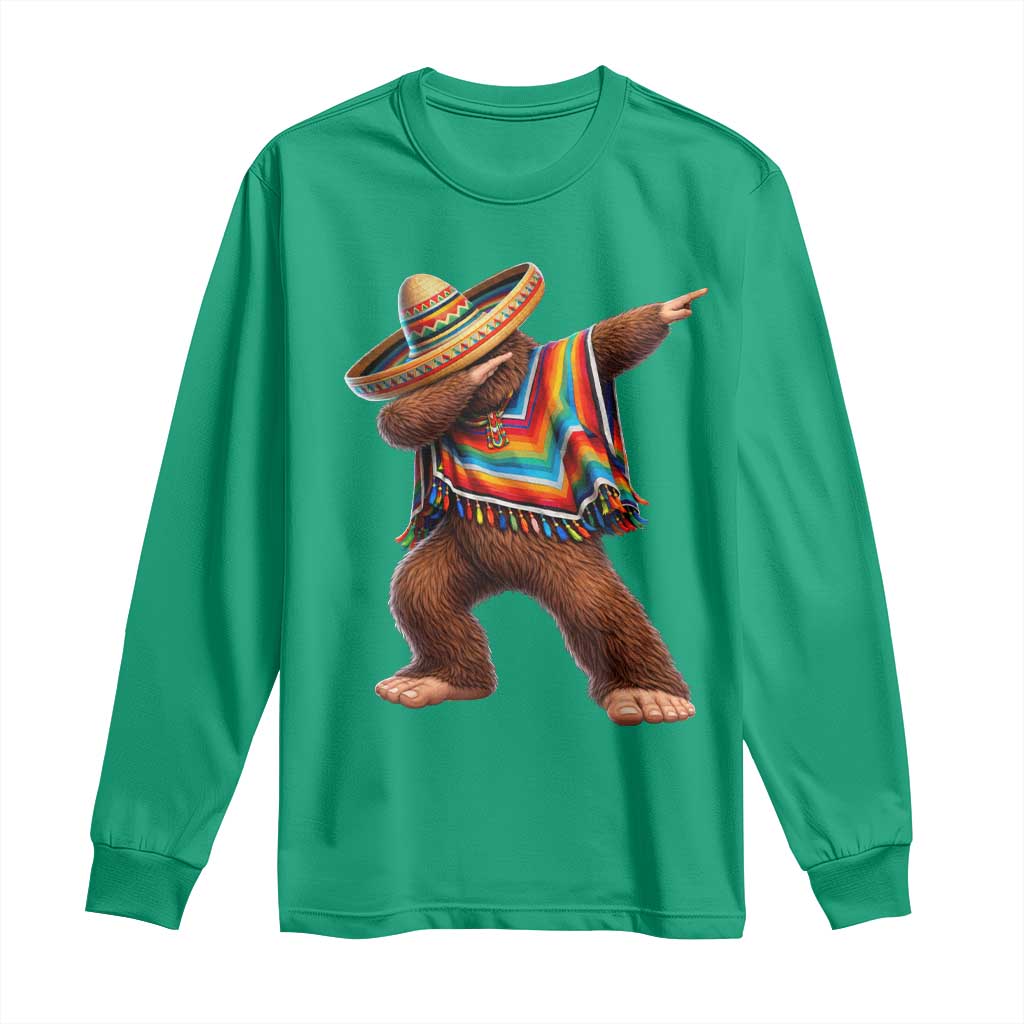 Mexican Bigfoot Dabbing Cinco de Mayo Funny Fiesta Long Sleeve Shirt