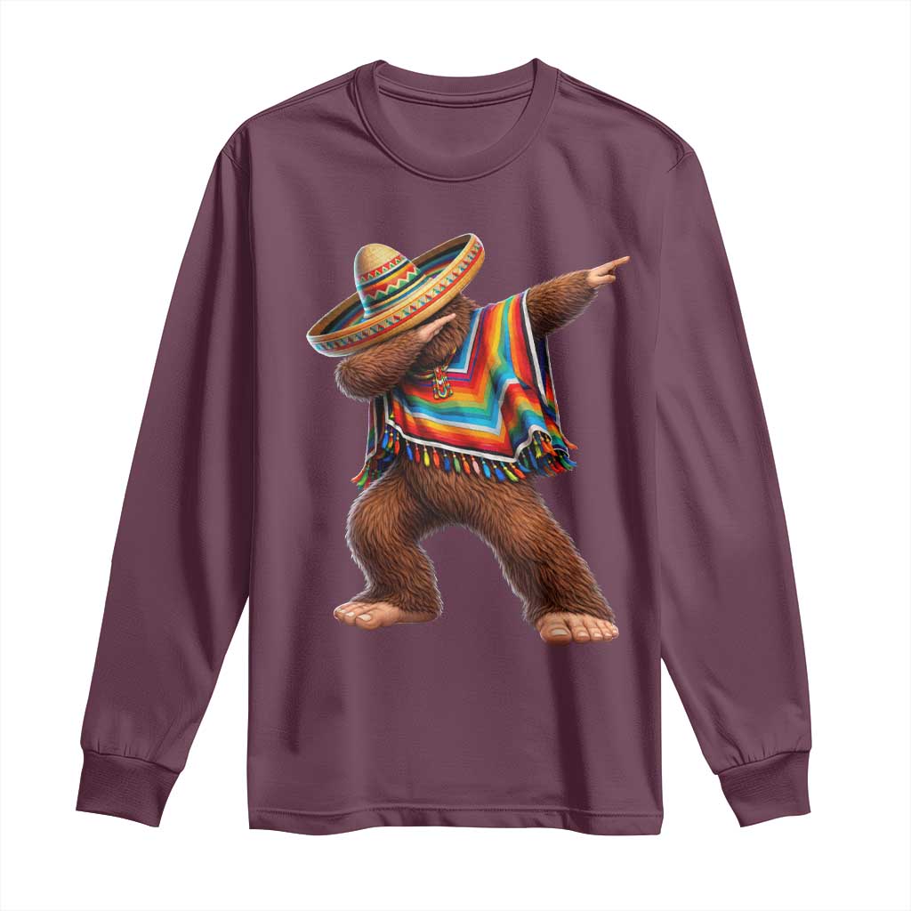 Mexican Bigfoot Dabbing Cinco de Mayo Funny Fiesta Long Sleeve Shirt