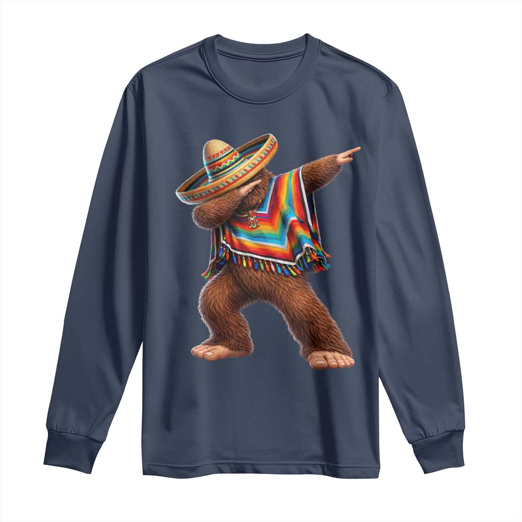 Mexican Bigfoot Dabbing Cinco de Mayo Funny Fiesta Long Sleeve Shirt