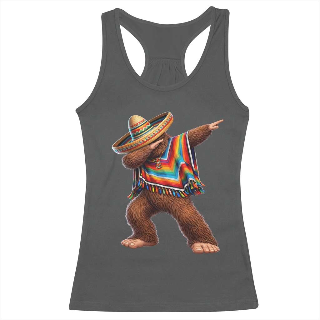 Mexican Bigfoot Dabbing Cinco de Mayo Funny Fiesta Racerback Tank Top