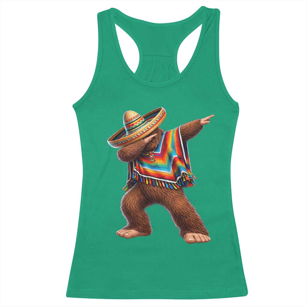 Mexican Bigfoot Dabbing Cinco de Mayo Funny Fiesta Racerback Tank Top