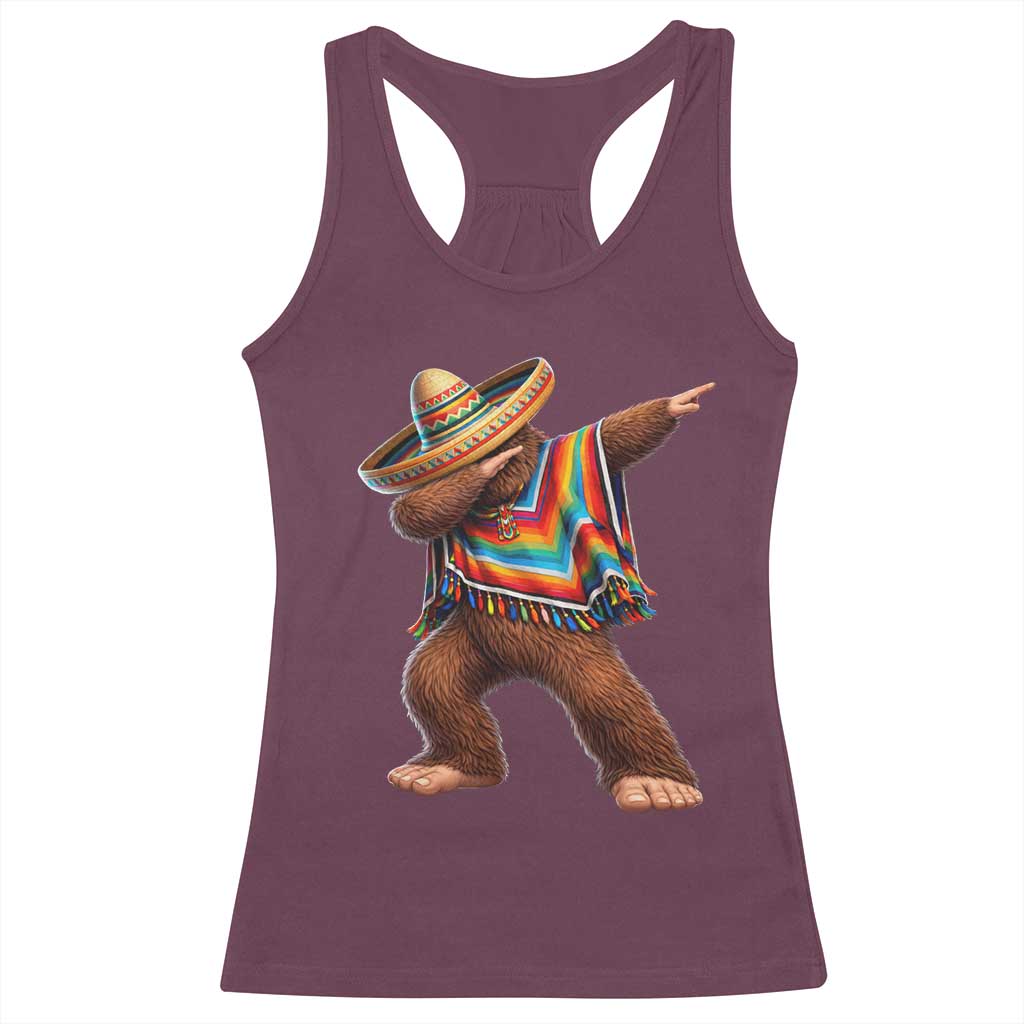 Mexican Bigfoot Dabbing Cinco de Mayo Funny Fiesta Racerback Tank Top