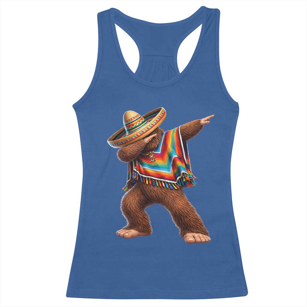 Mexican Bigfoot Dabbing Cinco de Mayo Funny Fiesta Racerback Tank Top