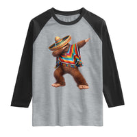 Mexican Bigfoot Dabbing Cinco de Mayo Funny Fiesta Raglan Shirt
