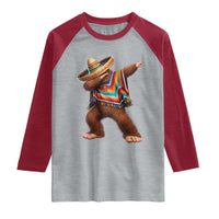 Mexican Bigfoot Dabbing Cinco de Mayo Funny Fiesta Raglan Shirt