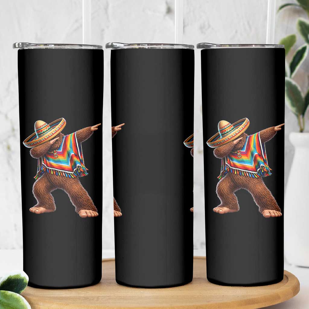 Mexican Bigfoot Dabbing Cinco de Mayo Funny Fiesta Skinny Tumbler