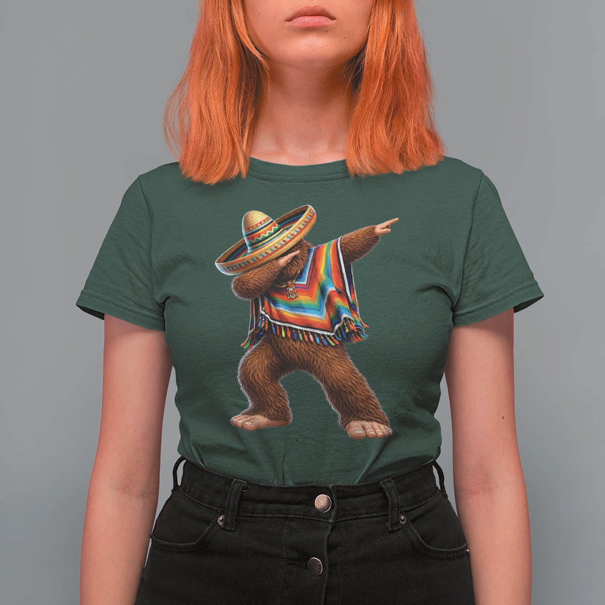 Mexican Bigfoot Dabbing Cinco de Mayo Funny Fiesta T Shirt For Women