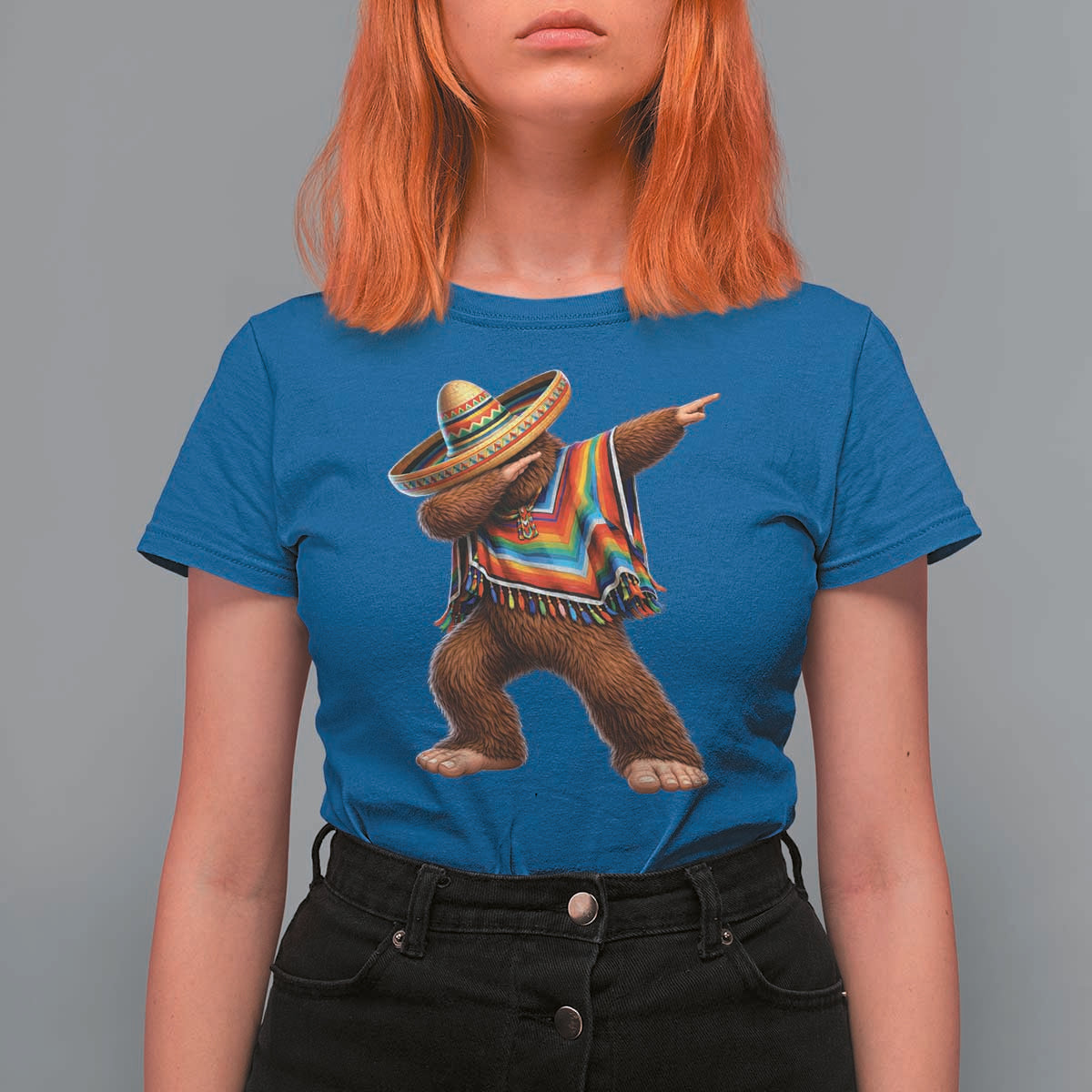 Mexican Bigfoot Dabbing Cinco de Mayo Funny Fiesta T Shirt For Women