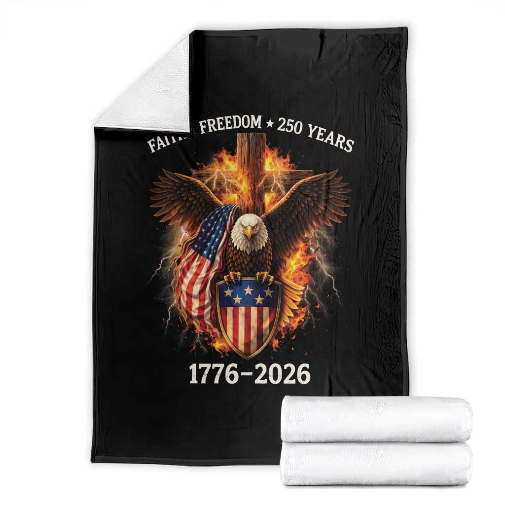 Faith Freedom 250 Years Throw Blanket Christian USA Independence 1776 2026 Bald Eagle