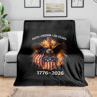 Faith Freedom 250 Years Throw Blanket Christian USA Independence 1776 2026 Bald Eagle