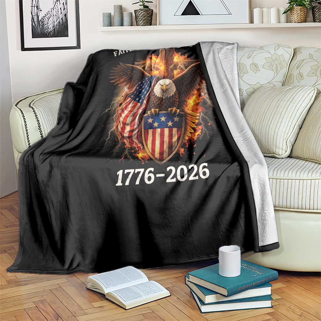 Faith Freedom 250 Years Throw Blanket Christian USA Independence 1776 2026 Bald Eagle
