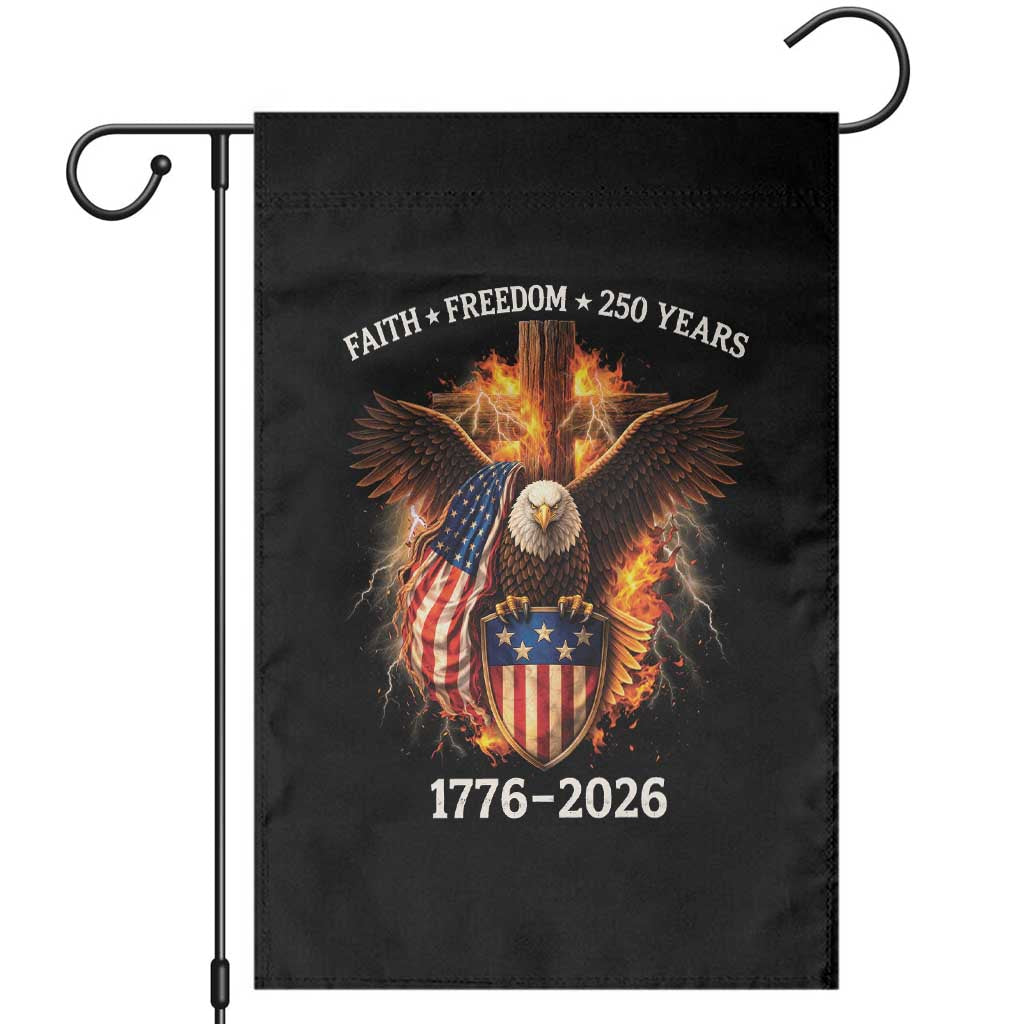 Faith Freedom 250 Years Garden Flag Christian USA Independence 1776 2026 Bald Eagle