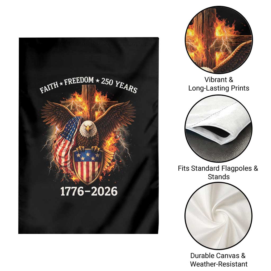 Faith Freedom 250 Years Garden Flag Christian USA Independence 1776 2026 Bald Eagle