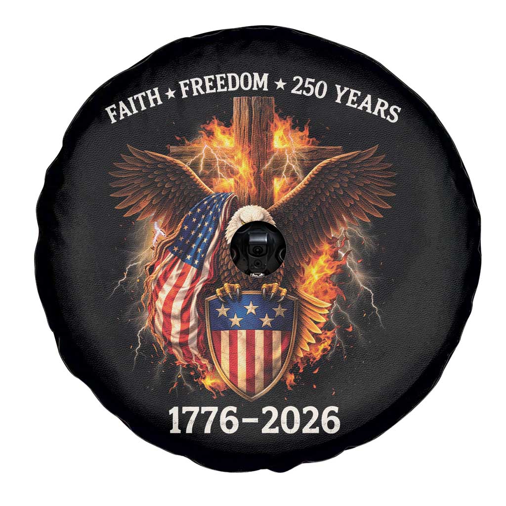 Faith Freedom 250 Years Spare Tire Cover Christian USA Independence 1776 2026 Bald Eagle