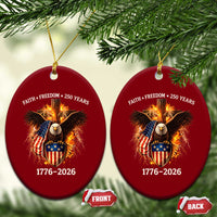 Faith Freedom 250 Years Ceramic Ornament Christian USA Independence 1776 2026 Bald Eagle