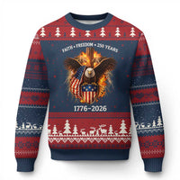 Faith Freedom 250 Years Ugly Christmas Sweater Christian USA Independence 1776 2026 Bald Eagle