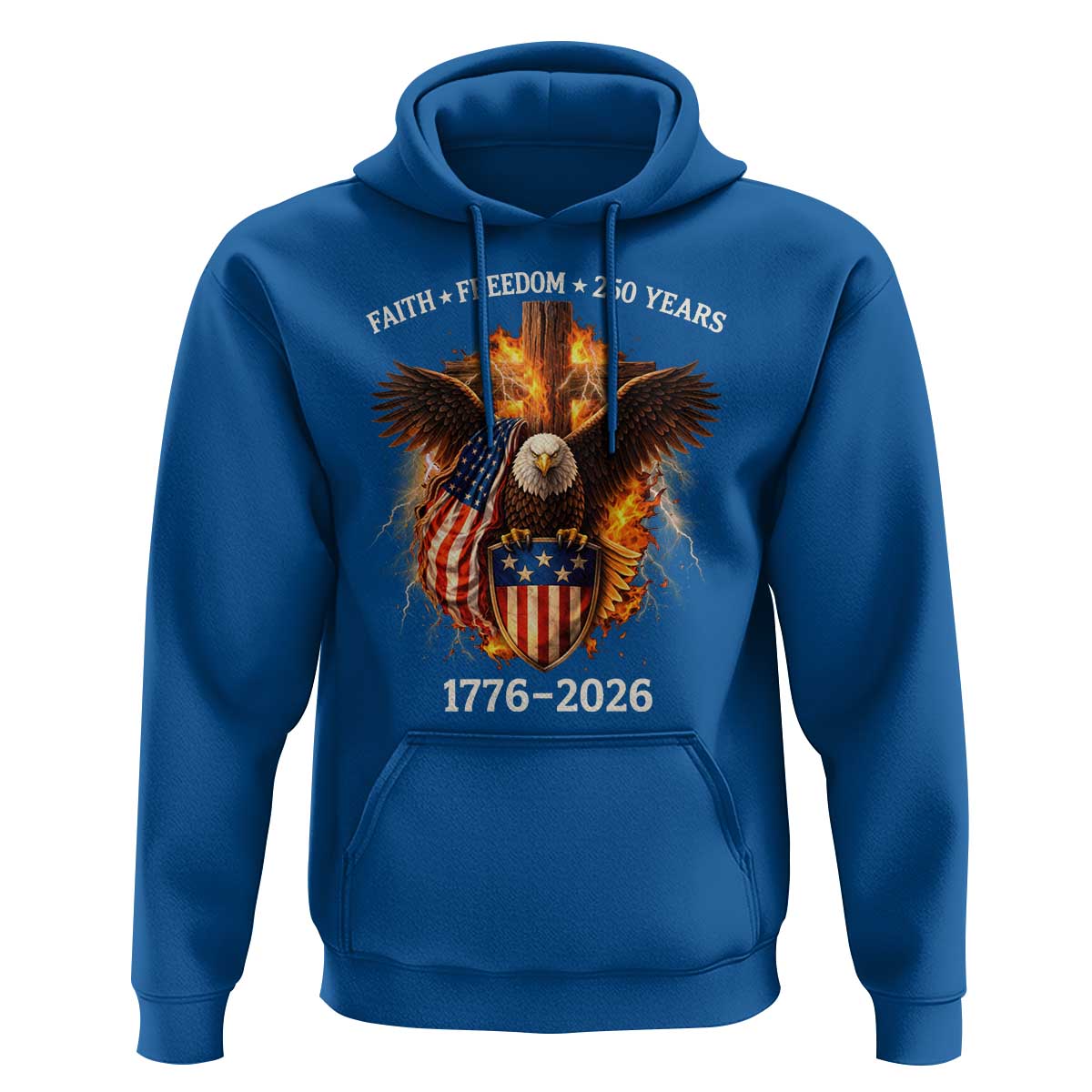 Faith Freedom 250 Years Hoodie Christian USA Independence 1776 2026 Bald Eagle