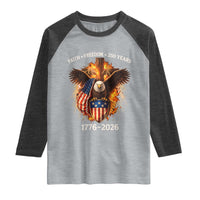 Faith Freedom 250 Years Raglan Shirt Christian USA Independence 1776 2026 Bald Eagle