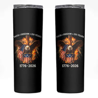 Faith Freedom 250 Years Skinny Tumbler Christian USA Independence 1776 2026 Bald Eagle