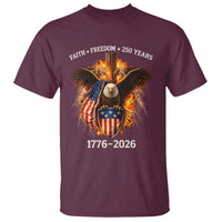 Faith Freedom 250 Years T Shirt Christian USA Independence 1776 2026 Bald Eagle