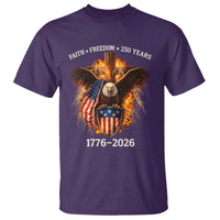 Faith Freedom 250 Years T Shirt Christian USA Independence 1776 2026 Bald Eagle