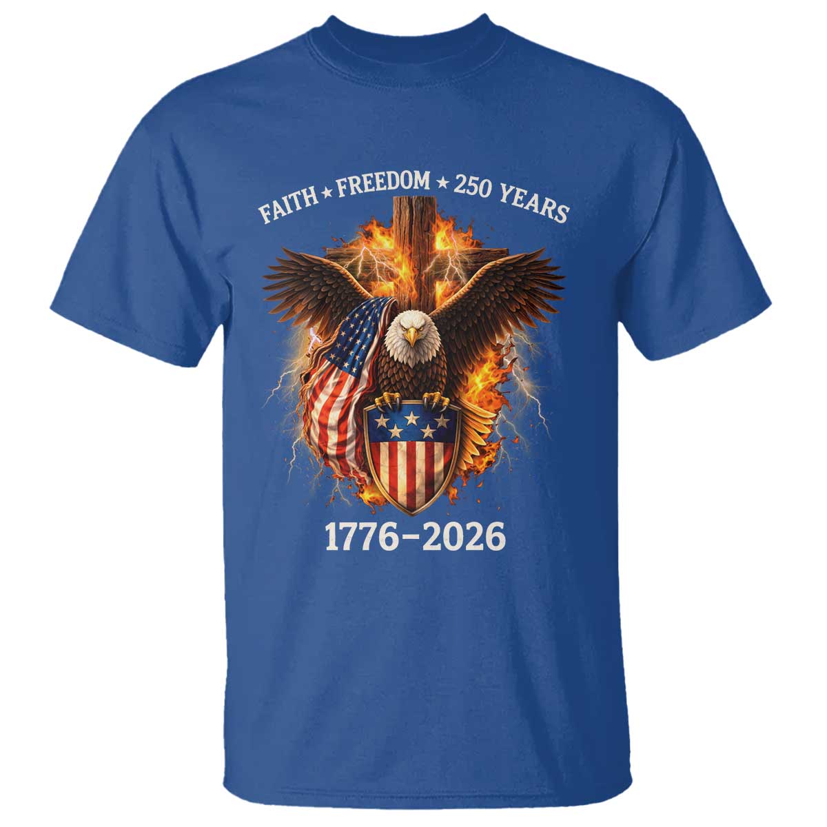 Faith Freedom 250 Years T Shirt Christian USA Independence 1776 2026 Bald Eagle