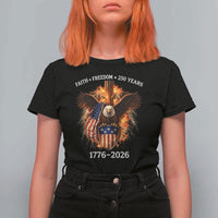 Faith Freedom 250 Years T Shirt For Women Christian USA Independence 1776 2026 Bald Eagle