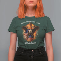 Faith Freedom 250 Years T Shirt For Women Christian USA Independence 1776 2026 Bald Eagle