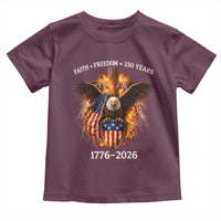 Faith Freedom 250 Years Toddler T Shirt Christian USA Independence 1776 2026 Bald Eagle