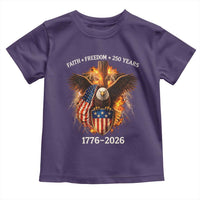 Faith Freedom 250 Years Toddler T Shirt Christian USA Independence 1776 2026 Bald Eagle