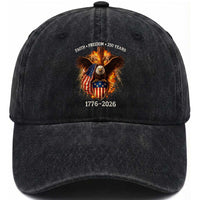Faith Freedom 250 Years Washed Cotton Baseball Cap Christian USA Independence 1776 2026 Bald Eagle