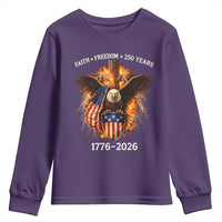 Faith Freedom 250 Years Youth Sweatshirt Christian USA Independence 1776 2026 Bald Eagle
