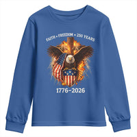 Faith Freedom 250 Years Youth Sweatshirt Christian USA Independence 1776 2026 Bald Eagle
