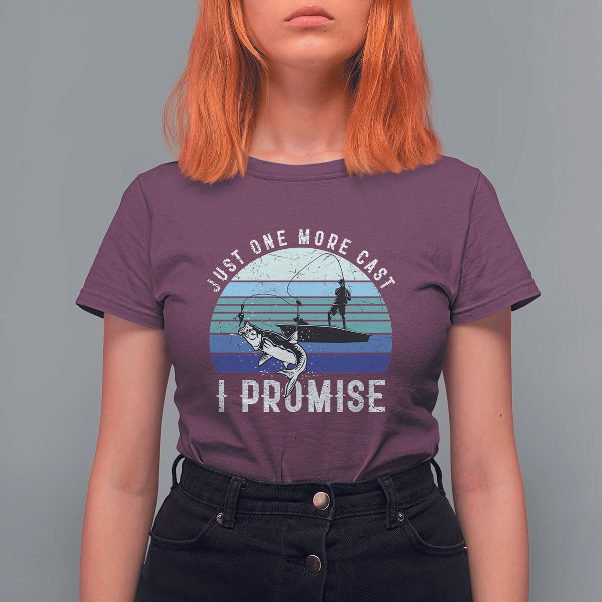 Fishing T Shirt For Women Just One More Cast I Promise - Wonder Print Shop