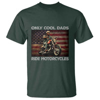 Only Cool Dads Ride Motorcycle T Shirt Vintage USA Flag Father's Day - Wonder Print Shop