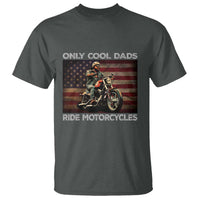 Only Cool Dads Ride Motorcycle T Shirt Vintage USA Flag Father's Day - Wonder Print Shop