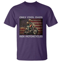 Only Cool Dads Ride Motorcycle T Shirt Vintage USA Flag Father's Day - Wonder Print Shop