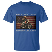 Only Cool Dads Ride Motorcycle T Shirt Vintage USA Flag Father's Day - Wonder Print Shop