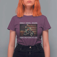 Only Cool Dads Ride Motorcycle T Shirt For Women Vintage USA Flag Father's Day - Wonder Print Shop
