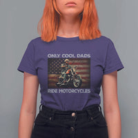 Only Cool Dads Ride Motorcycle T Shirt For Women Vintage USA Flag Father's Day - Wonder Print Shop