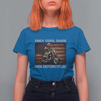 Only Cool Dads Ride Motorcycle T Shirt For Women Vintage USA Flag Father's Day - Wonder Print Shop