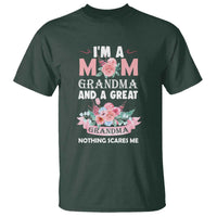 Mother T Shirt I'm A Mom Grandma And A Great Grandma Nothing Scares Me Carnation Flower Mother's Day - Wonder Print Shop